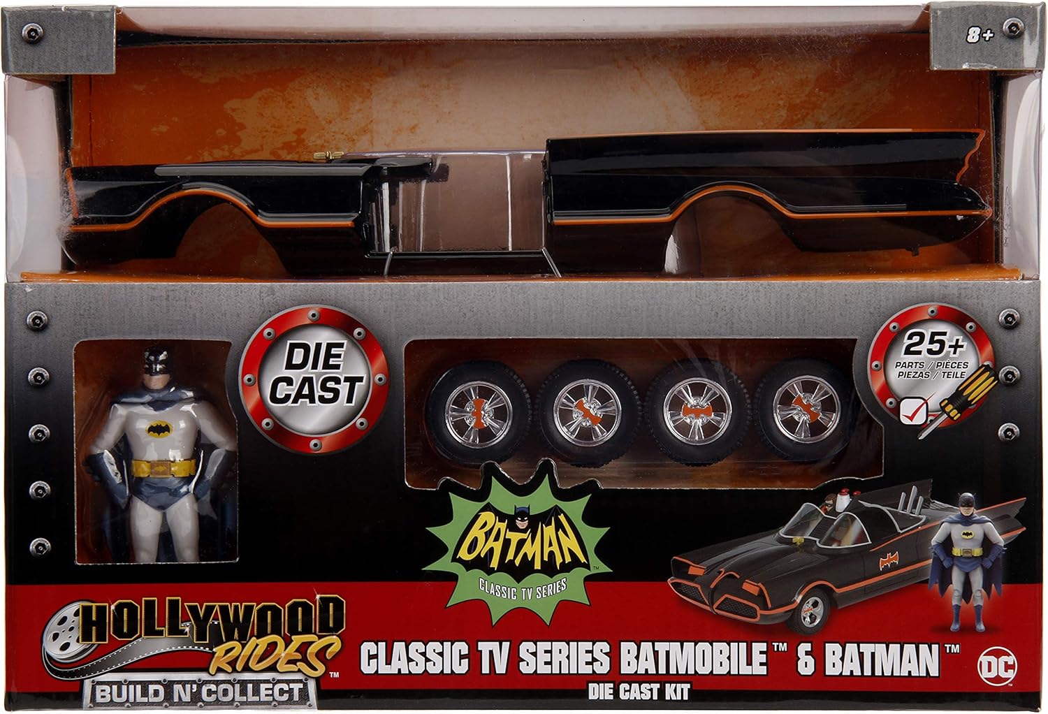 Jada 1:24 BNC 1966 Batmobile with Figure, Black / Red, 19 inches (L) x 6 inches (W) x 6 inches (H)
