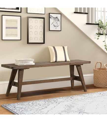 Dining Room Bench 47 Inch Solid Acacia Wood Bench - Backless Wax ...