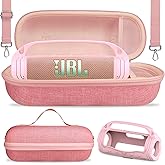 JCHPINE Silicone Cover and Hard Carrying Case for JBL Flip 7 Portable Speaker, Carrier Accessories for JBL Flip 7 Silicone Case with Handle and Shoulder Strap (Pink)