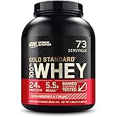 Optimum Nutrition Gold Standard 100% Whey Protein Powder, Strawberries & Cream, 5 Pound (Packaging May Vary)