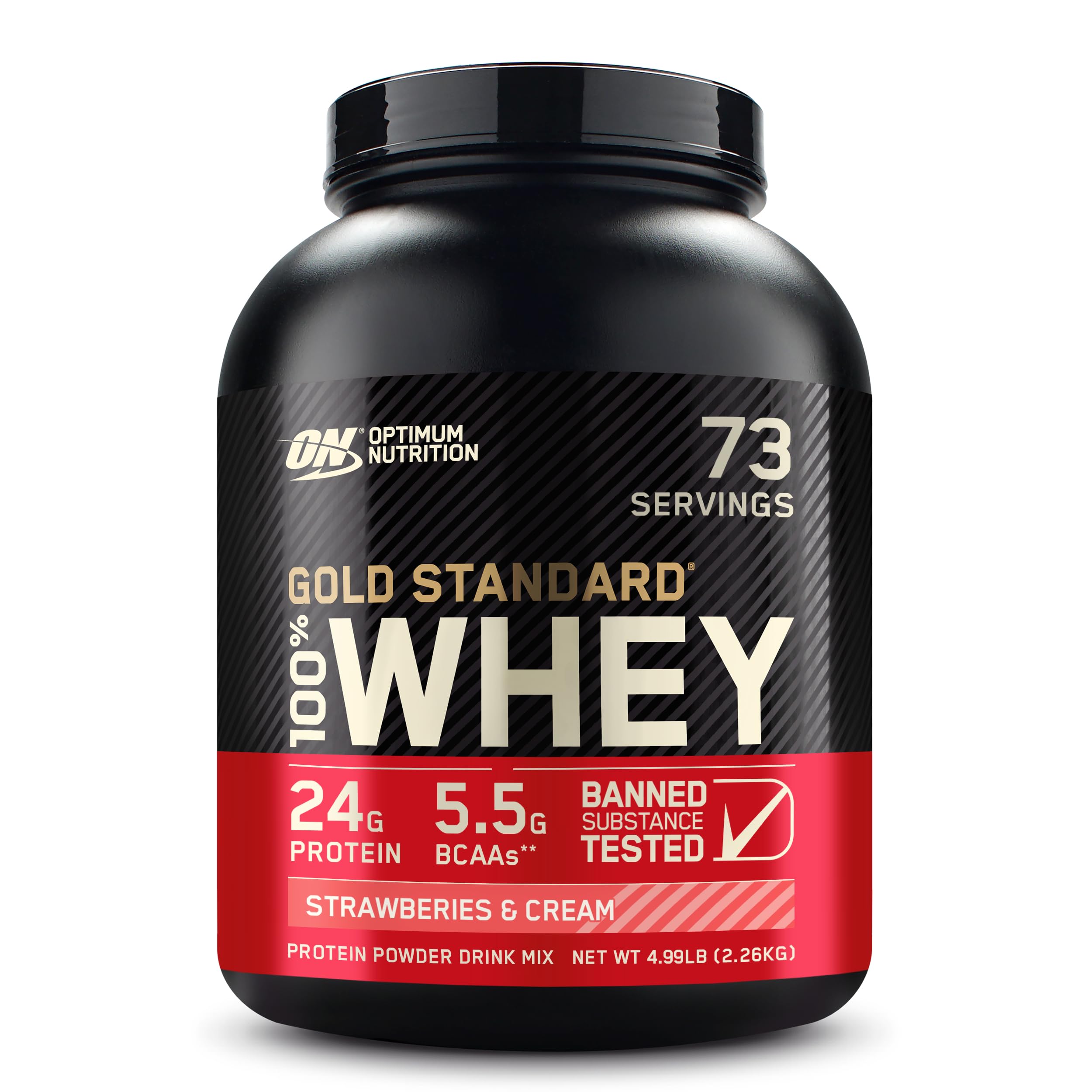 Photo 1 of Optimum Nutrition Gold Standard 100% Whey Protein Powder, Strawberries & Cream, 5 Pound (Packaging May Vary)