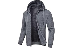 yuyangdpb Men's Zip Up Hoodie Heavyweight Fleece Sherpa Lined Sweatshirt Jackets Winter Warm Coats
