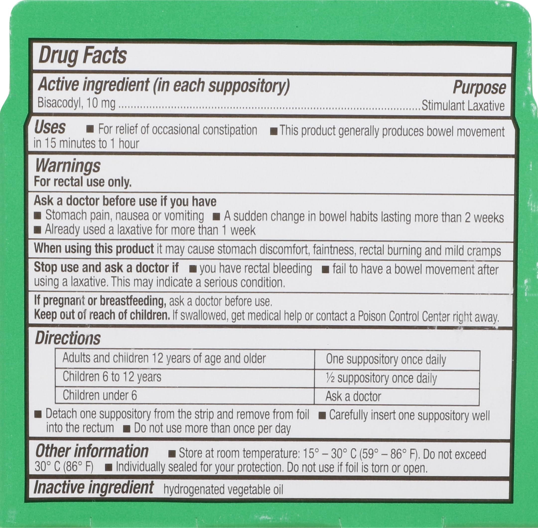 Rite Aid Fast Relief Laxative Suppositories, Bisacodyl USP, 10mg - 16 Count | Stimulant Laxative | Constipation Relief | Works in 15 Minutes to 1 Hour | Relief of Constipation | Laxative Suppository