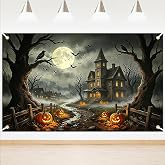 Lecheme Halloween Backdrop Creepy Castle Banner Photo Booth Props 6x3.6 ft | Polyester, Halloween Photo Background, Spooky Photography Backdrop, Halloween Party Decorations, Party Supplies