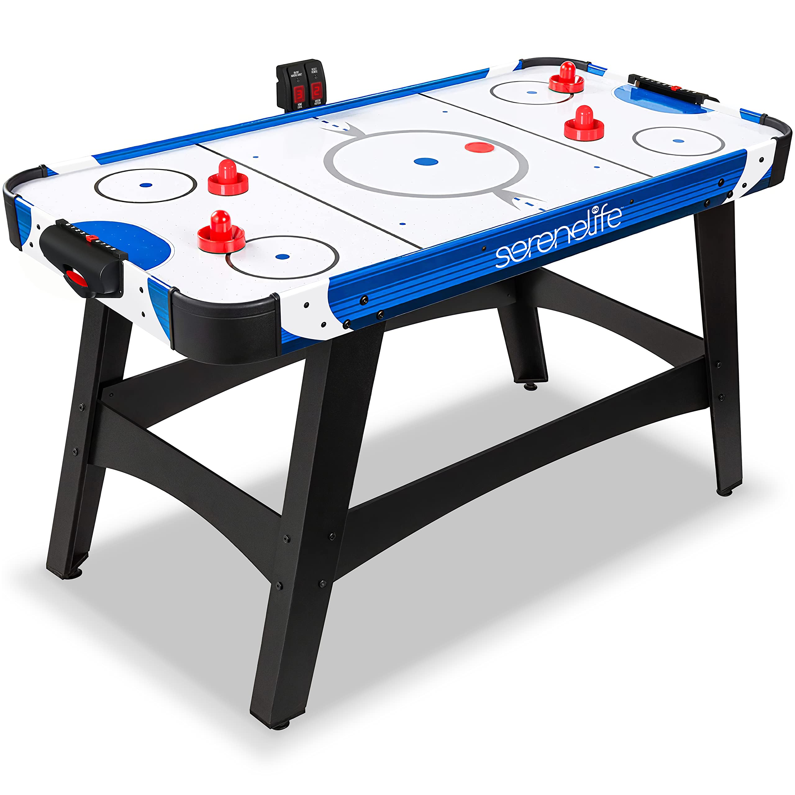 SereneLife 58u2033 Air Hockey Game Table With Strong Motor, Digital LED Scoreboard, Puck Dispenser Complete Accessoriesblue