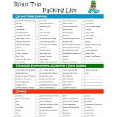 Ultimate Road Trip Planner Packing Checklist -Laminated &amp; Double Sided - Never Forget Packing Items
