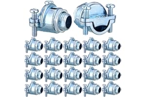 Saysurey 10 Pcs Nm Clamp Type Cable Connectors 1/4 Inch Metal Electrical Box Connectors Wire Clamps for Metallic Conduit Protect Cables Silver, Zinc Alloy