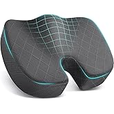 TushGuard Seat Cushion - Memory Foam Cushion for Office Chair, Car Seat, Airplane, Bleacher - Sciatica & Hip & Coccyx Pain Relief Desk Chair Cushion for Long Sitting Office Workers, Car Drivers