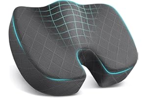 TushGuard Seat Cushion - Memory Foam Cushion for Office Chair, Car Seat, Airplane, Bleacher - Sciatica & Hip & Coccyx Pain Relief Desk Chair Cushion for Long Sitting Office Workers, Car Drivers