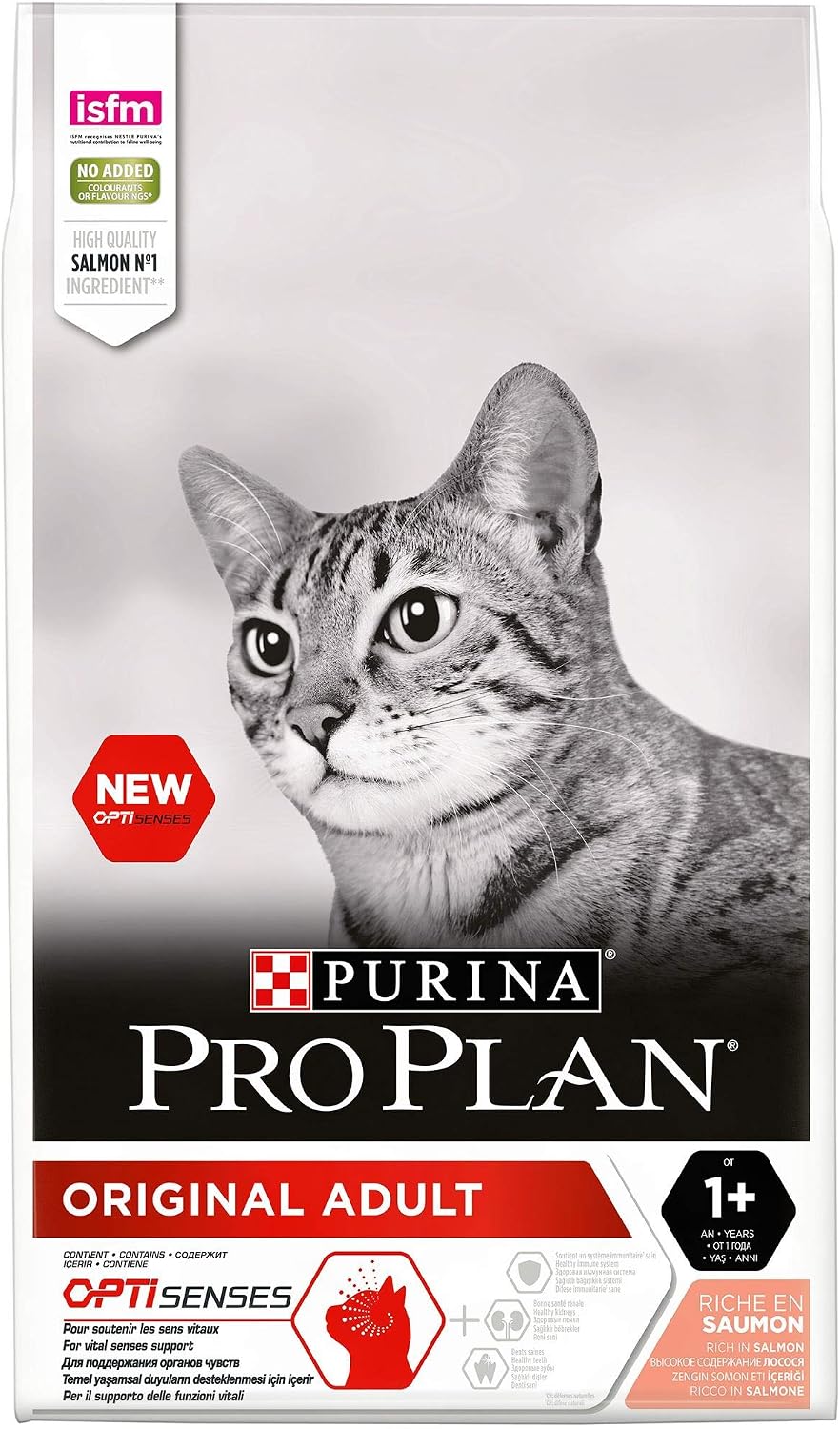 PRO PLAN Adult 1+ Vital Functions Salmon Dry Cat Food 10kg, red, 10 kg (Pack of 1)