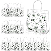 HYMENEX 16Pcs Soccer Gift Bags, Soccer Goodie Bags with Handles Clear PVC Sport Theme Party Favor Bag for Team Competition Birthday Treat Snack Gifts