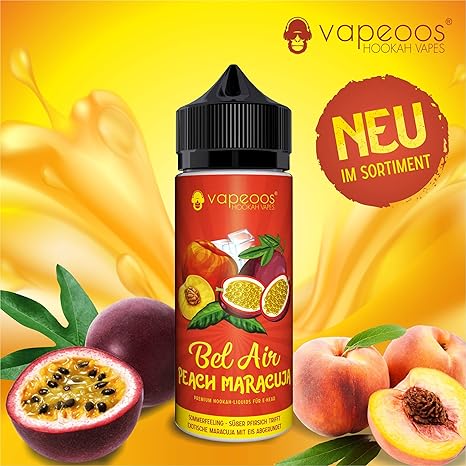 Vapeoos Premium E-Liquids/Liquido | Bel AIR I Ice Pfirsich Maracuja/Ice Peach Passion Fruit/ | 100ml für E-Zigaretten und E-S