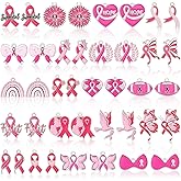 MARFOREVER 40 Pcs/20 Pairs Breast Cancer Awareness Charms, Pink Ribbon Charm Hope Ribbon Pendants for Bracelet Necklace Earrings Making Accessories for Jewelry Making