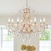 Saint Mossi Gold Crystal Chandelier for Dining Room, 8-Light Modern Chandelier Pendant Light, Gold Crystal Raindrop Chandelie