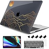 DONGKE Compatible with MacBook Air 13 inch Case 2021 2020 2019 2018 Release A2337 M1 A2179 A1932 with Retina Display Touch ID, Plastic Hard Shell & Keyboard Cover - Abstract Mountain