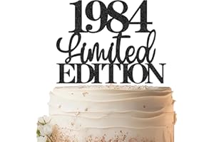 EONNCNT Limited EDITION 1984 Cake Topper - Black Glitter Happy 41st Birthday Party Cake Decoration Supplies, Cheer to 41 Years Cake Bunting Decor for 41st Birthday Party Photo Booth Props