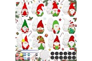 Sinmoe 12 Sets Arts and Crafts Set Painting Kit for Kids Unpainted DIY Ceramic Figurines Paint Your Own Figurines with 12 Magnet 2 Brushes and 1 Palette Ceramic Painting Kit for Toddler (Gnome)