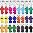 Duufin 24 Pcs Chapstick Holder Keychains Lipstick Holder Keychains with 24 Pcs Metal Clip Cords for Chapstick Tracker and Safeguard, 12 Vibrant Color