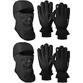 4 Pcs Winter Skiing Accessories Set Balaclava Face Mask and Thermal Touchscreen Ski Gloves, Breathable Fleece Full Face Cover Cold Weather Ski Gear for Men Snowboarding Skiing Cycling