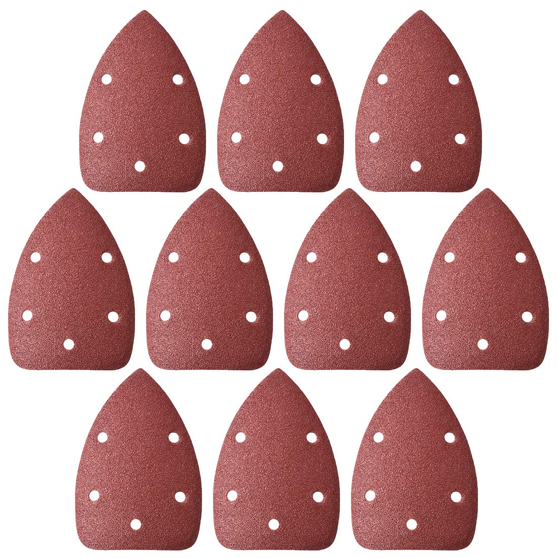 sourcing map Detail Sander Sandpaper, Triangular Sanding Paper, Hook and Loop Sanding Pads, Triangle Oscillating Multi Tool, 80 Grits 5 Holes, 10pcs
