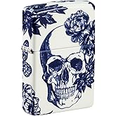 Zippo Lighter: Skull and Flowers, Glow-in-The-Dark - 540 Color 46037
