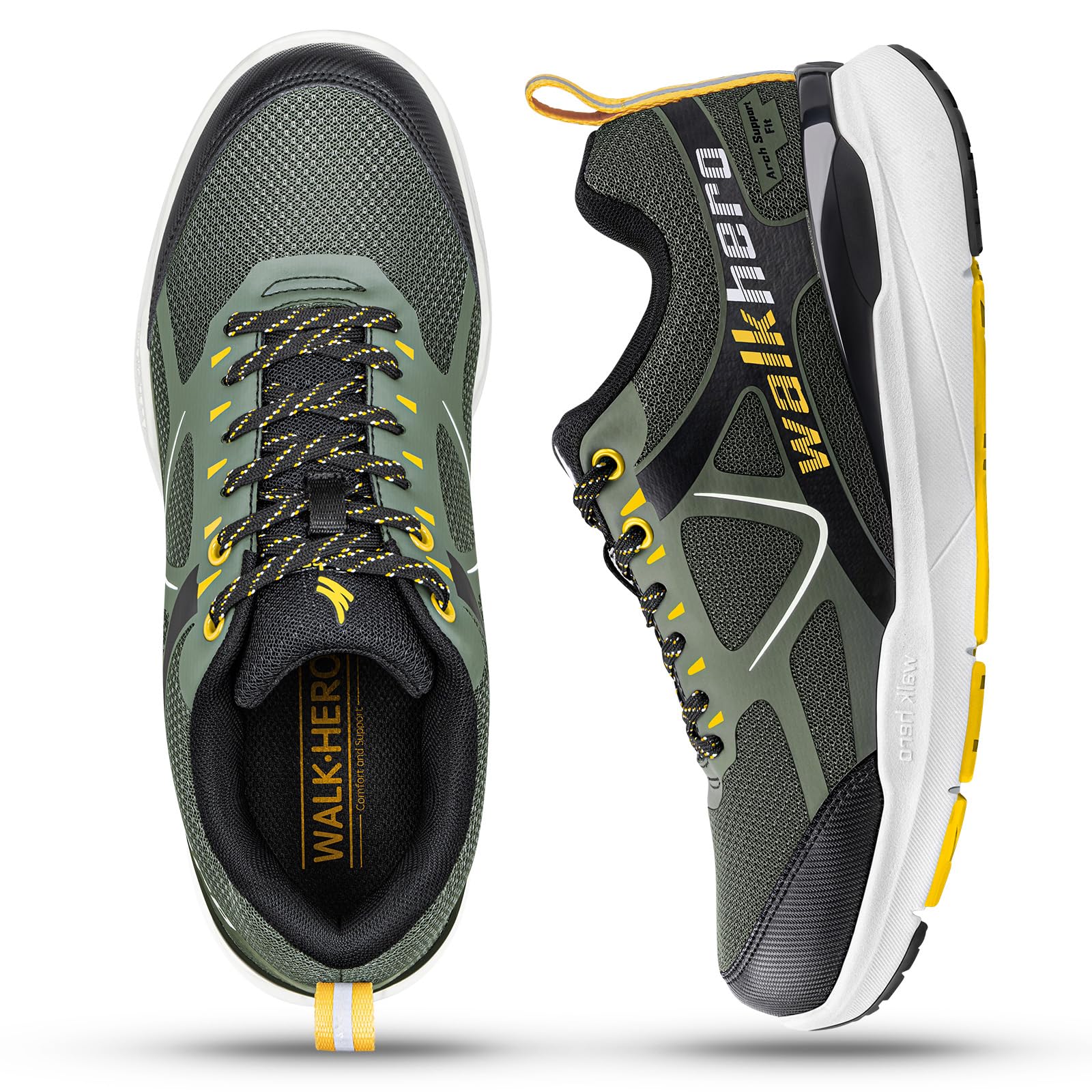 Photo 1 of Mens Walking Shoes for Plantar Fasciitis, Orthopedic Mens Sneakers with Arch Support, Non Slip Running Shoes for Flat Feet with Extra Cushioning and Heel Pain Relief (OliveGreen, 9)