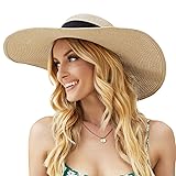 Beach Hats for Women, Wide Brim Sun Straw Hat for
