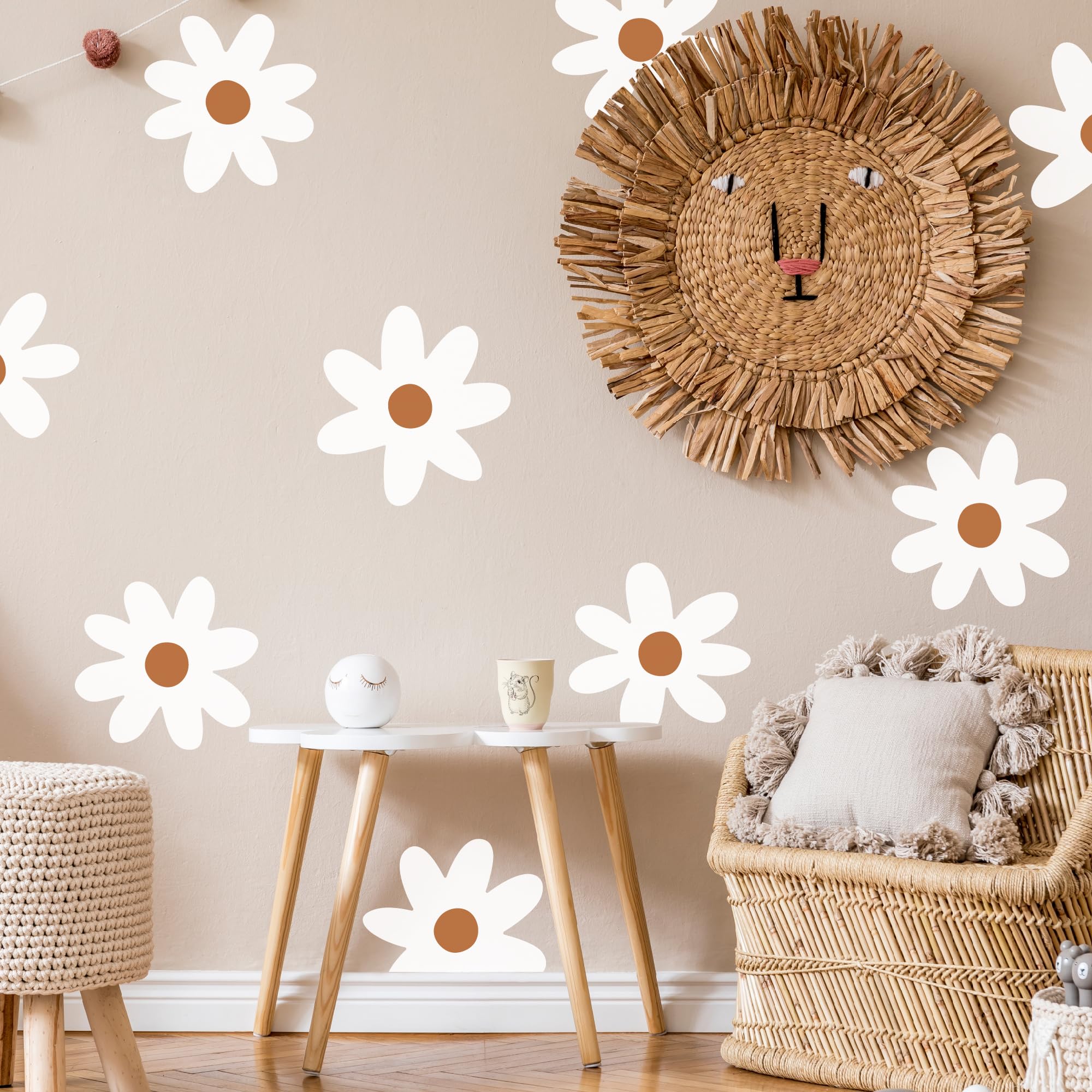 Photo 1 of SHYJSHYJ Large Daisy Flowers Boho Wall Stencils for Painting Large Pattern on Wall, Concrete for Patio, Reusable Template for Nursery, Kids Bedroom Livingroom Home Scandinavian Painting Wall Décor