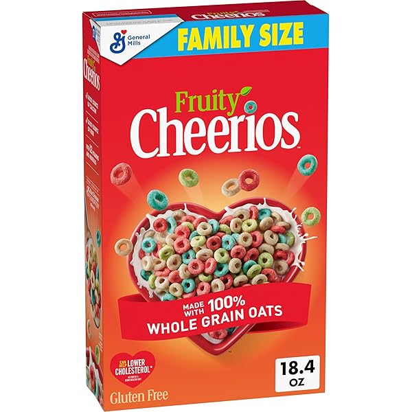 FRUITY CHEERIOS, HEART HEALTHY GLUTEN FREE BREAKFAST CEREAL, MADE WITH WHOLE GRAIN OATS, FAMILY SIZE, 18.4 OZ