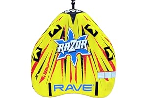 RAVE Sports Razor Inflatable Towable Tube, 1-2 Riders, Unique Skim-Fast Bottom Coating, Nylon Cover, Four Foam-Filled Reinforced Handles, Quick Connect Tow Point, Boat Tubes and Towables