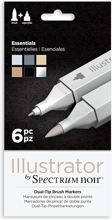 Amazon Com Illustrator By Spectrum Noir 6 Piece Twin Tip Artist Alcohol Marker Essentials