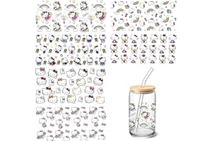 SHIOMAY 6 Sheets UV DTF Cup Wraps Transfer Stickers for Glass, Cartoon Cup Wraps Decal Stickers for Tumbler Cups (Cat)