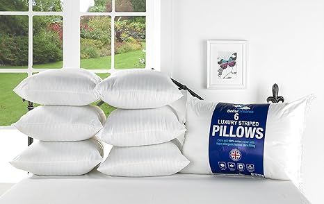 Luxury Hotel Quality Woven Striped Pillows 100 Cotton 2 4 6 8 And