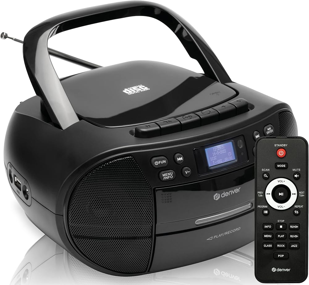 Denver TDC-280 Portable Radio CD Tape Cassette Player DAB+ FM Clock