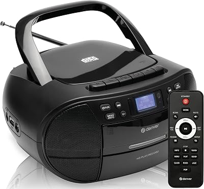 Denver TDC-280 Portable Radio CD Tape Cassette Player DAB+ FM Clock