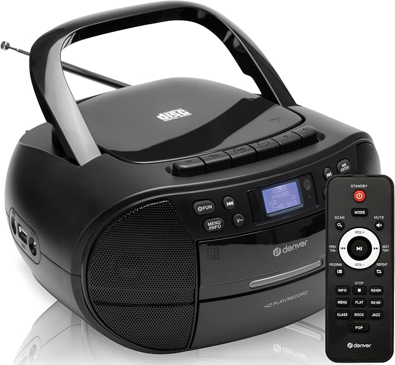 Denver TDC-280 Portable Radio CD Tape Cassette Player DAB+ FM Clock