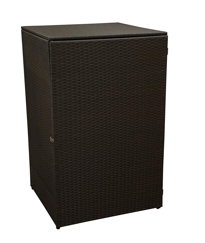 gartenmoebel-einkauf Mülltonnenbox für Tonnen bis 120 Liter, 64x66x109cm, Stahl + Polyrattan Geflecht Mocca