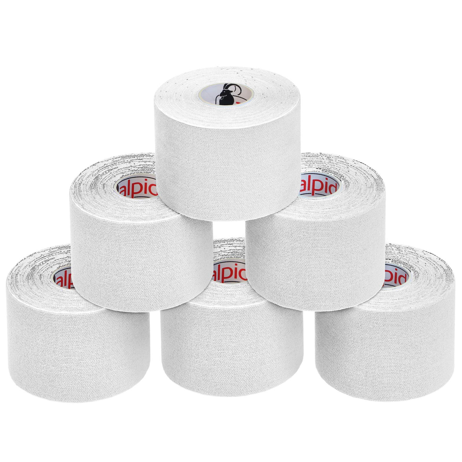ALPIDEX Kinesiology Tape 1/3/ 6/12 Rolls Many Colors 5 m x 5 cm Application Examples E- Book Skin Friendly Muscle Support Elastic Strapping Tape, Colour:White, Quantity:6 Rolls