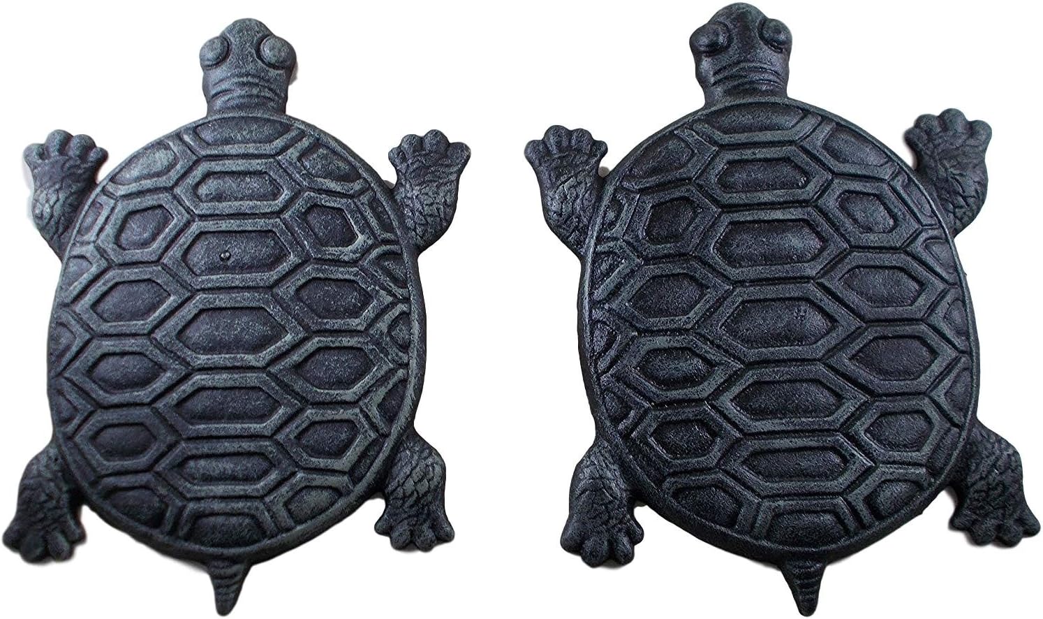 Hardscaping Materials - Set of 2 Iron Verdigris Garden Turtle Stepping Stone