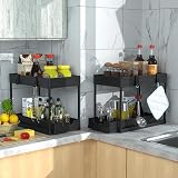 DEKAVA Under Sink Storage 2 Pack 2 Tier Sliding Organiser Black view 7
