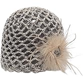 ZLYC Women Crochet Beanie Hat Summer Handmade Knit Decorated Lightweight Skull Cap