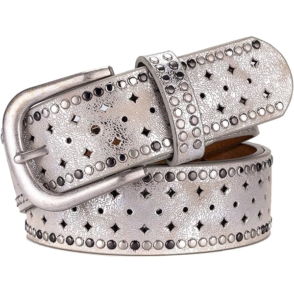 9711 Vintage Rivet Women Punk Leather Belts Rock Motorcycle Waist Strap Retro Rivet Hollow Bullet Decoration Belt Fashion Leather  main image 3