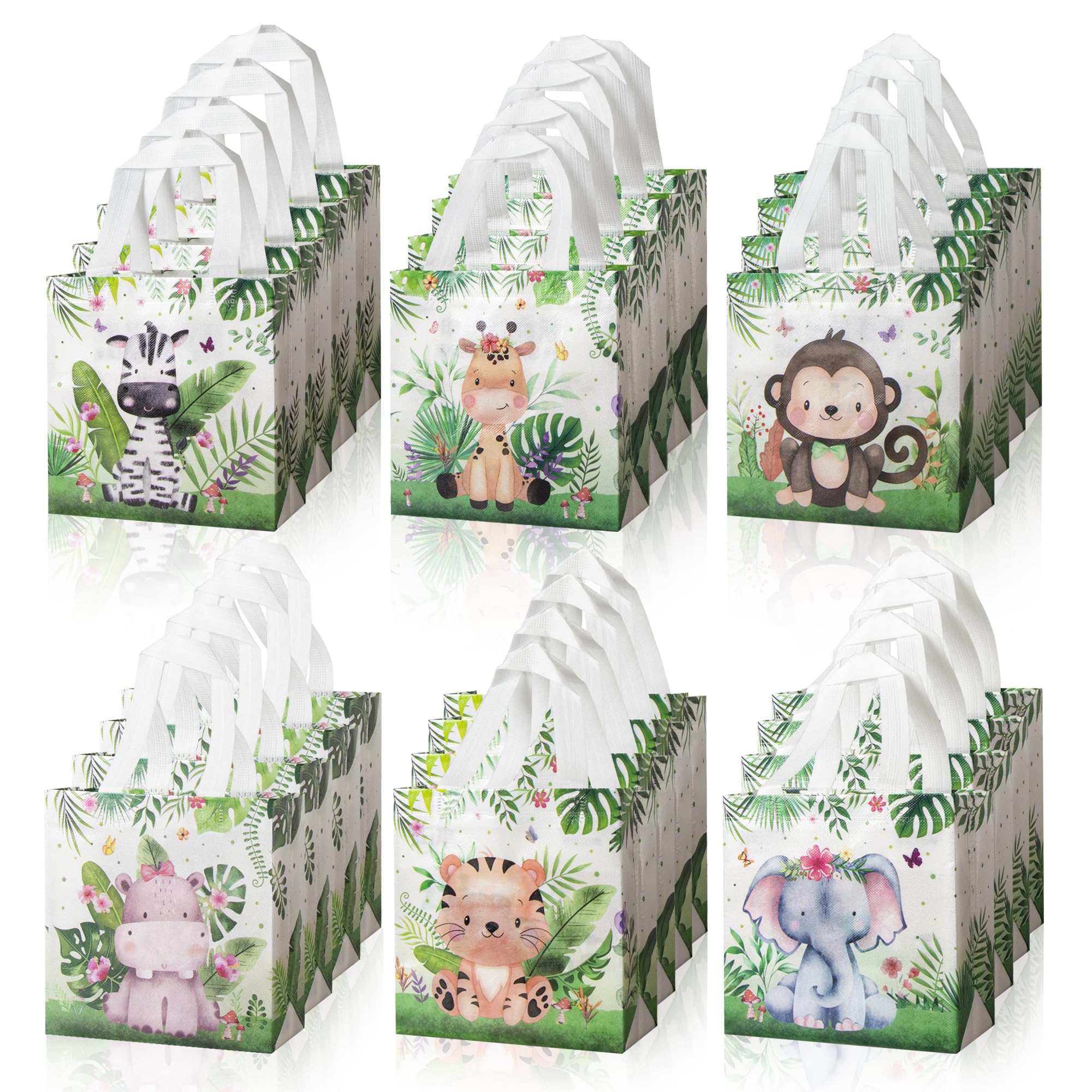 Photo 1 of 24 Pcs Non-Woven Animal Party Favor Bags,Animal Goodie Gift Bags with sturdy Handles, Perfect for Birthday Party,Baby Shower