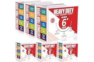 Sinload 6 Pcs 3 Ring Binder, 6 Inch Large Capacity D Ring Binders with Pockets, 8.5" x 11" Presentation Folder View Binder with Customizable Clear Cover for Documents Files Projects (White)