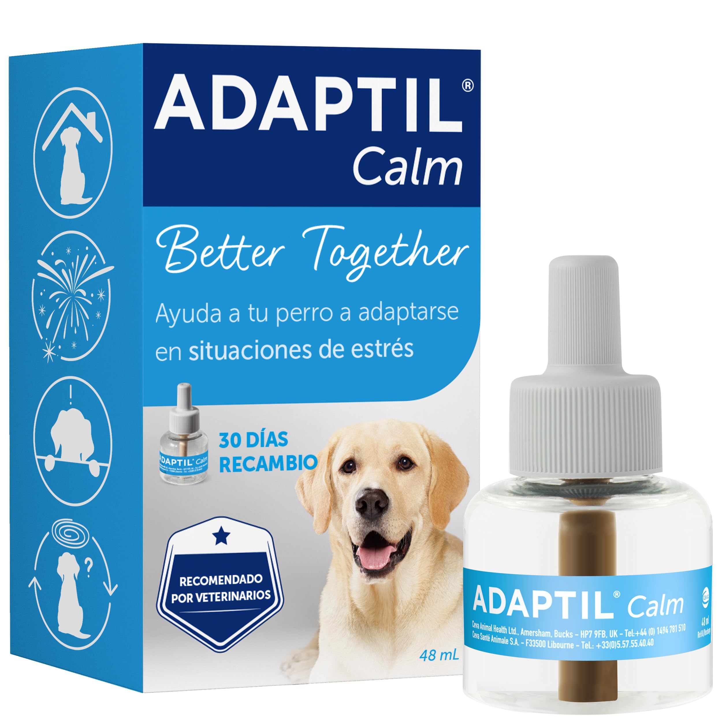 Adaptil Calm - Anti-stress for dogs - Home Alone, Fear, loud noises, Adoption - Refill 48ml