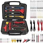 AUTOOL 48PCS Silicone Multimeter Test Leads Kit with Replaceable Wire Piercing Probes,Alligator Clips,32A/1000V Test Hook Clips,Banana Plug Connectors,Jumpers,Test Tweezer