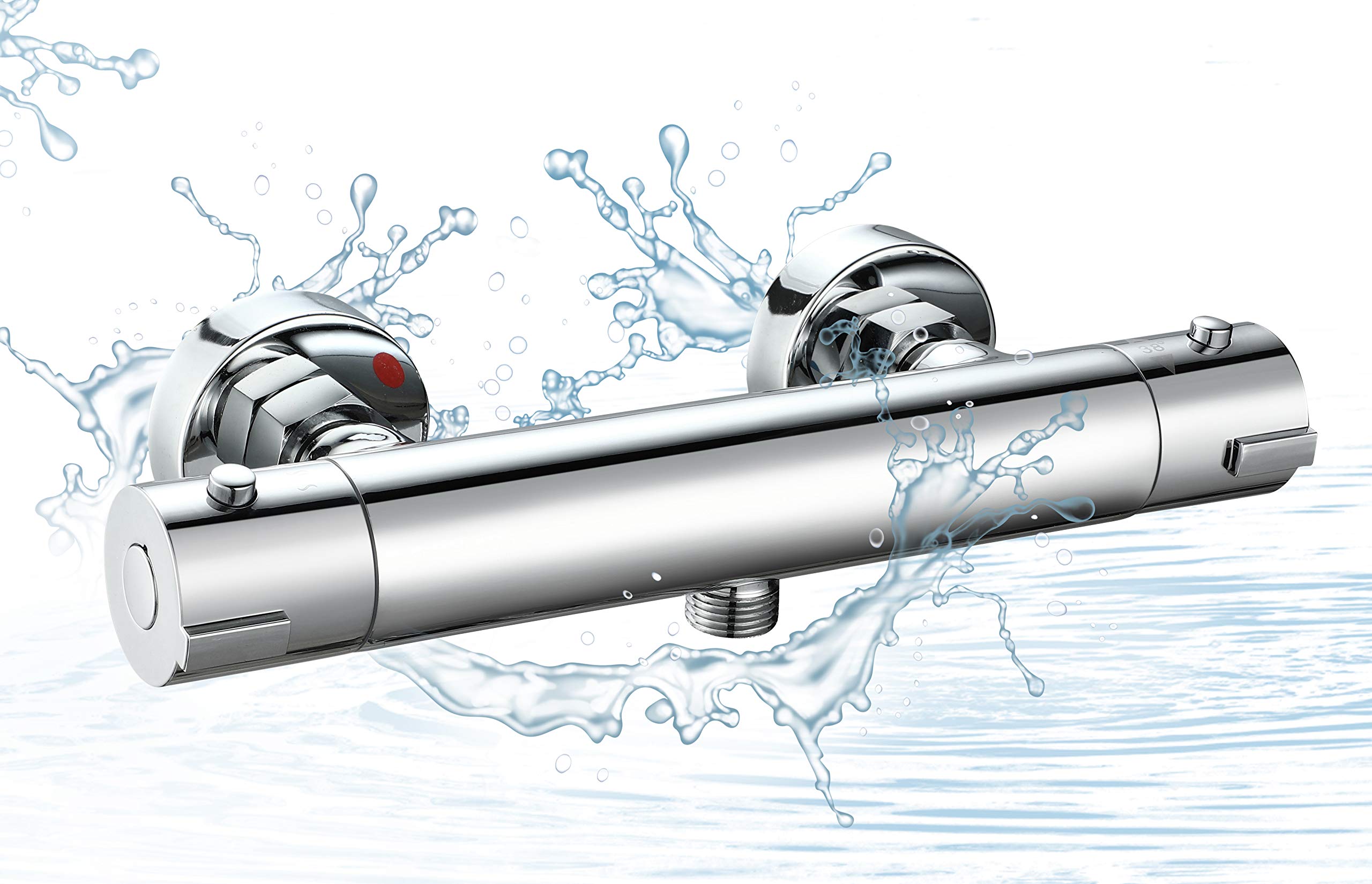 Elbe Thermostatic Shower Mixer, Chrome Shower Valve Tap with 38 ℃ Safty Button, Intelligent Constant Temperature and Water Flow Control RNDA-T01 — image 1