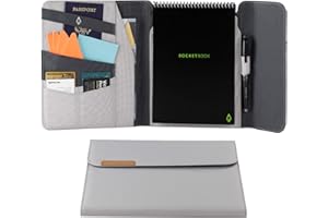 Rocketbook Flip Capsule Folio Cover - 100% Recyclable Cover with Pen Holder, Magnetic Clasp & Inner Storage - Gray, Executive Size (6" x 8.8") (CAP-FLP-E-CIN)