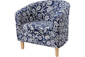 hyha 2 Pieces Printed Tub Chair Slipover with Cushion Cover, Removable Stretch Club Chair Cover for IKEA Tullsta, Armchair Cover Furniture Protector for Living Room,Blue