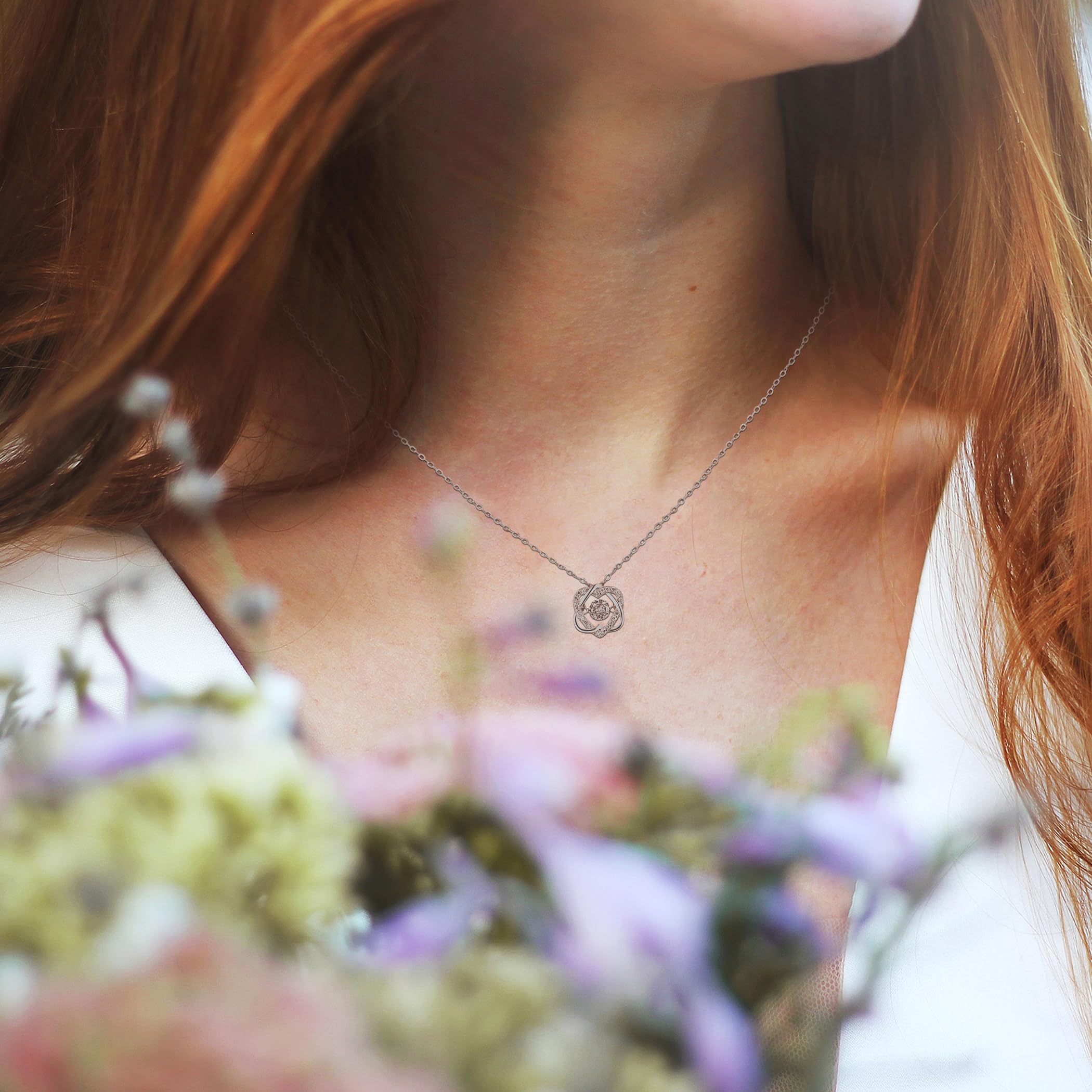NOURISHLOV Sterling Silver Interlocking 2 Hearts Necklace, Female Godmother Gifts for Goddaughter, Baptism, First Confirmation, Easter, Graduation, Birthday